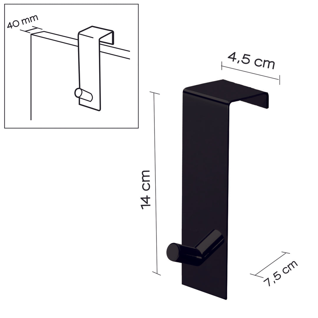 Enkel håndkleholder for dør - Sort 