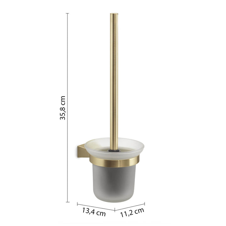 Toiletbørste i børstet messing til væg